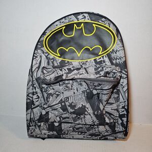 DC Comics Batman Comic Print & Logo Black Backpack Front Pocket